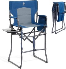 Tall Folding Directors Chair 76CM Seat Height w/ Side Table Camping Bar