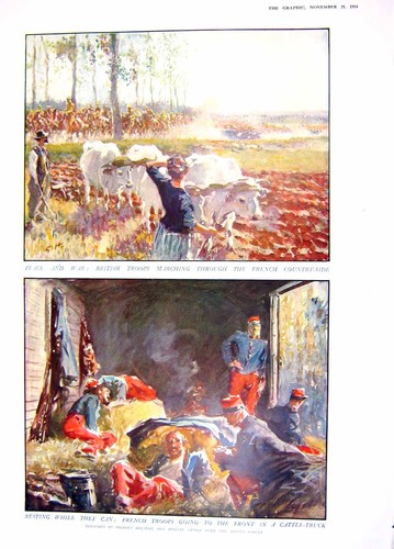 Original old antique print - old,