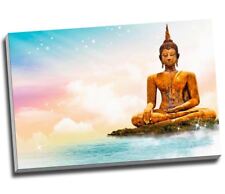 Golden Buddha On Island Canvas Print Wall Art 30x20" A1
