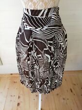 Ladies Skirt Zebra Pleated size 12 brown white fully lined chiffon feel floaty