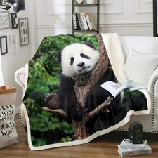 Giant Panda Design Sherpa Blanket Wild Animal Fuzzy Blanket Single 50x60 Inch