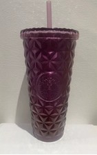 STARBUCKS TAFFY JEWEL PURPLE TUMBLER CUP WITH STRAW 591ML 20OZ