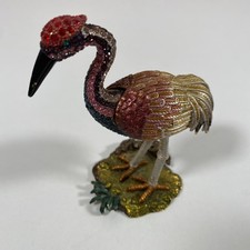 Vintage RUCCINI Crane Swarovski Jeweled Crystals Trinket Box 5.25"  tall