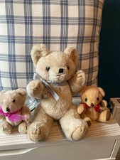 Vintage Bundle Job Lot Of 3 Jointed Plush Teddies - approx 8” seated to 5” tall