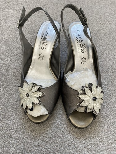 Zodiaco pewter silver peep toe - silver,