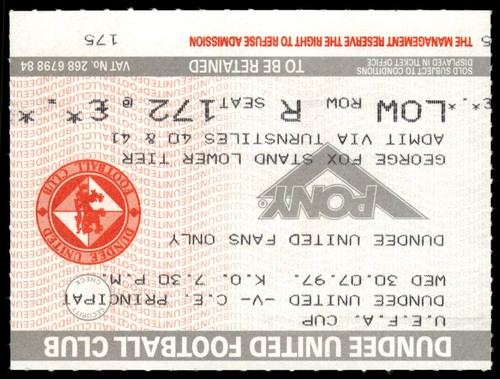 Ticket 1997 dundee united - dundee,