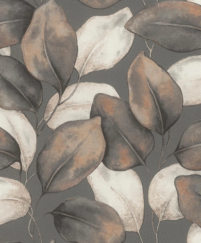 Rasch opulenza leaf charcoal - rasch,