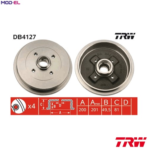 Brake drum db4127 - brake, for