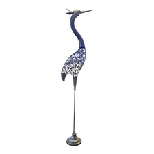Vintage Bird Sculpture Crane Garden Ornament. Cast Iron Base 