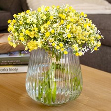 Ribbed Fish Bowl Vase Recycled Glass Clear Home Flower Display Table Centrepiece