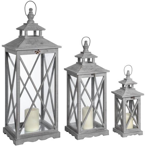 Set three wooden lanterns - set, of