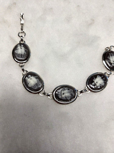 Vtg silver tone black white - , 2