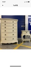 Willis and Gambier Ivory Tallboy Chest of Drawers & bedside table - tlc 
