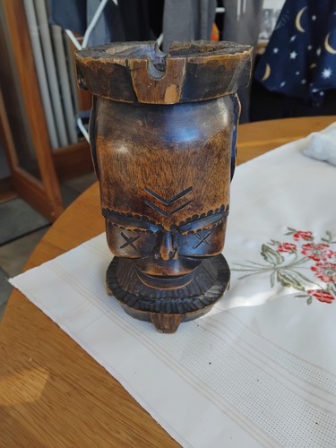 Vintage tribal carved wood - tribal,