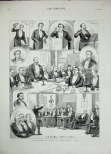 Original Old Antique Print 1882 Prince Wales Savage Club Eastbourne Flute Music