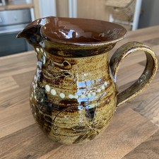 Leonard Stockley Weymouth Studio Pottery Jug - Dragon Design. Slipware.  4.5 in