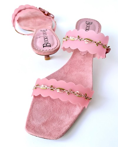 New pink suede kitten heel - new,