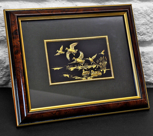 Flying ducks vintage gold - ducks,,