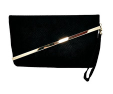 Miss KG Black Clutch Bag Small Evening Handbag with Strap by Kurt Geiger