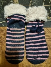 Jack Wills Socks Fluffy Pink/Navy Stripe Winter Wear 