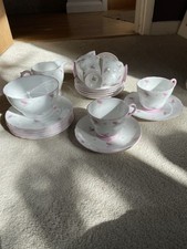 Shelley 2405 Porcelain 1950’s Teacups, Saucers, Plates, Cream Jug, Sugar bowl