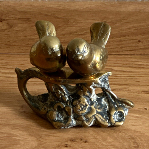 Brass two birds figurine - brass,