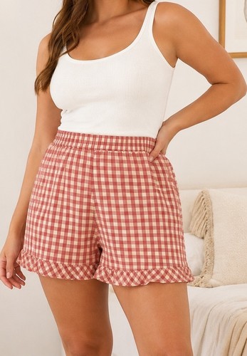 Dusty red gingham - frill, hem