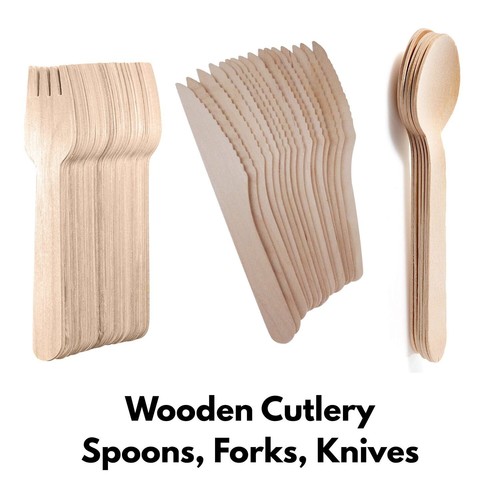 Disposable wooden cutlery set - wooden,