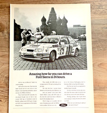 FORD SIERRA RS COSWORTH 1980s - FRAMEABLE COLLECTIBLE CLASSIC CAR ADVERT