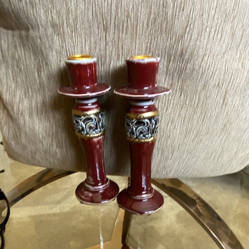Pair red ceramic column - pair,