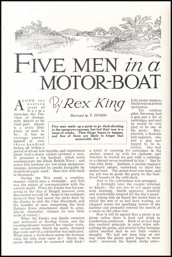 Five men motor boat - in, motor-boat