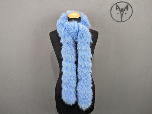 Fur fox long scarf blue - scarf, color