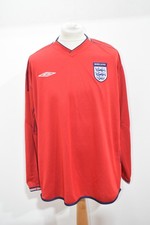 England 2002/2004 Reversible Away Shirt Red Long Sleeve Umbro Official Size XL