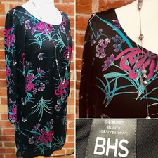 BHS Size 12 Black Floral Dress