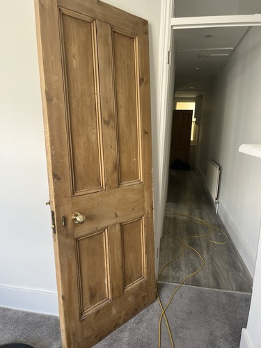 Antique pine door panelled - door, 5