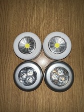 4 Wall Mounting Ceiling Round LED Light Set Kitchen Bathroom Cabinet AAA Battery