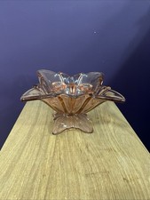 Vintage Art Deco Glass Vase With Flower Frog Pink