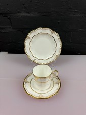 Royal Crown Derby Elizabeth A.1330 Coffee Trio Cup Saucer and Side Plate Set