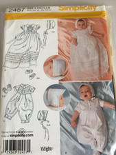#UNUSED - SIMPLICITY CHRISTENING GOWN/ROMPER & ACCESSORIES - 2457 - SIZE XXS-M