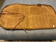 Waxed Canvas Tool Paintbrush Roll Leather Ties 14 pouches