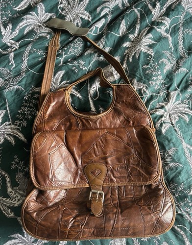 Vintage brown leather satchel - brown,