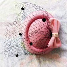 40s 50s Fascinator Judy Wedding Party Hat Net Pearl Dancing Days Vintage Retro