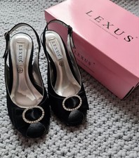 LEXUS Black Stephanie Style Shoes 4" Stiletto Heels Size 4 / 37 With Box RRP £45
