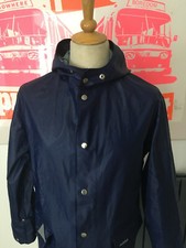 VTG RUKKA FINLAND BLUE PVC - PLASTIC HOODED RAINCOAT LABEL S 46 - 48 REDUCED