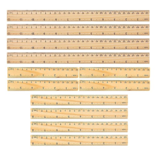 Wooden flat rulers - flat, pack