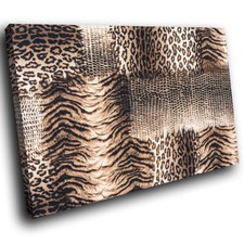 Multi Big Cat Fur Pattern Funky Animal Canvas Wall Art Large Picture Prints