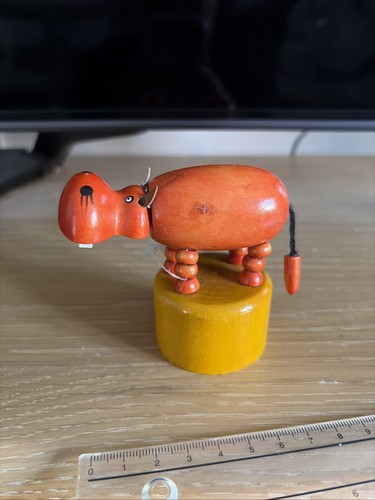 Vintage push puppet hippo - vintage,