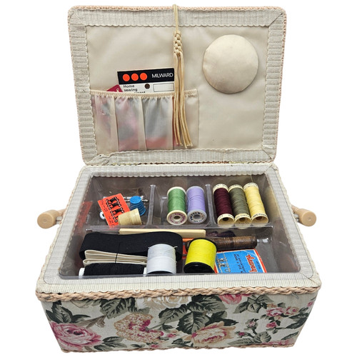 Floral sewing box - basket, with