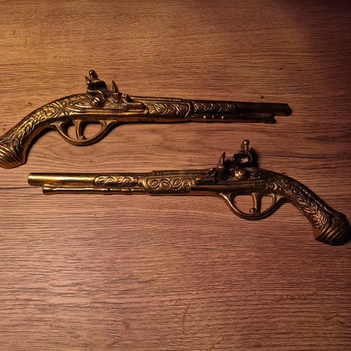 Vintage pair brass pistols - pair,