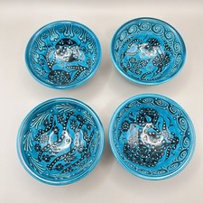 Turkish Hand Painted Ceramic Small Serving Bowls x 4